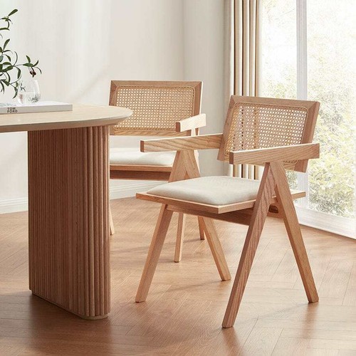 Dusk Matilda Natural Ash & Rattan Set of 2 Dining Chairs RRP £179 | eBay