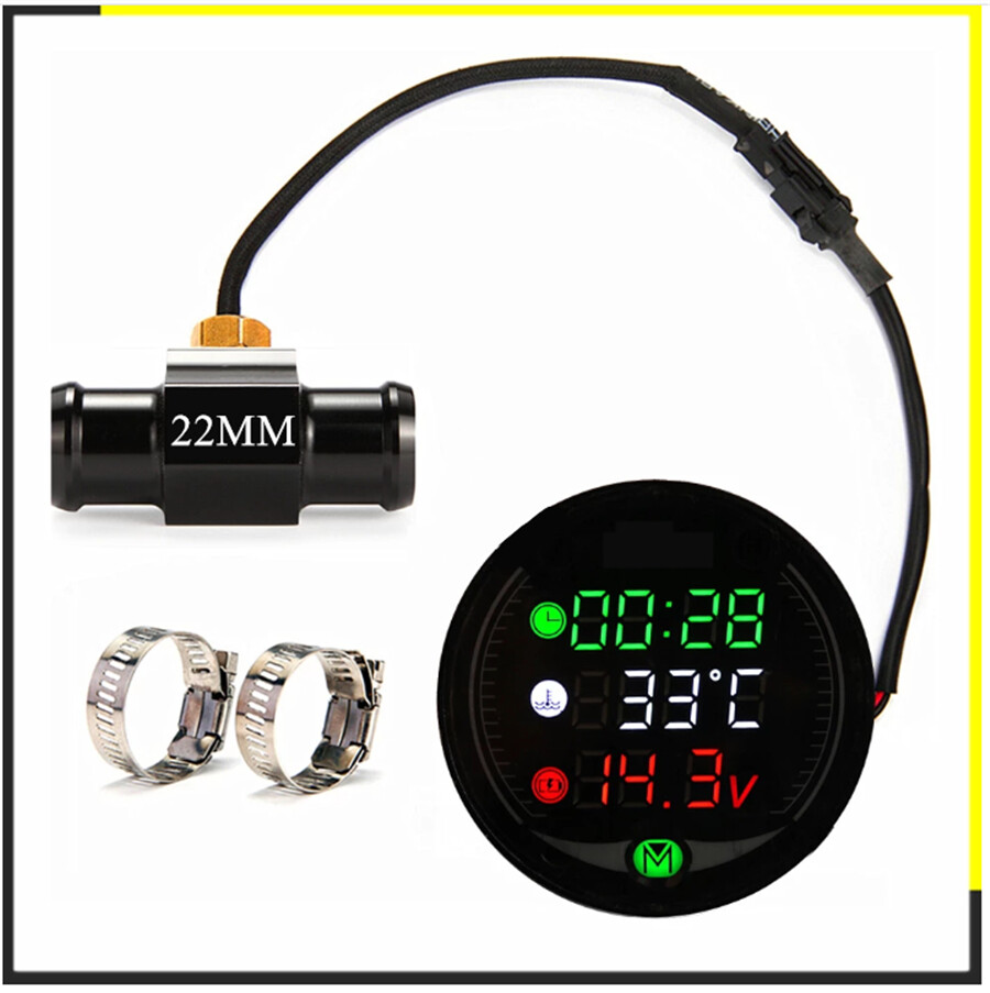 Motorcycle Digital Display LED Water Thermometer Water Temp Gauge Accessories
