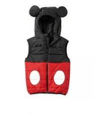 Disney Parks Mickey Mouse Puffer Hooded Quilted Kids Vest