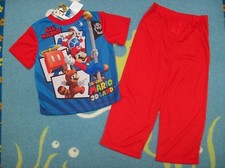 Nintendo Mario Super 3D Land Pajamas Sleepwear 2pc Set Boys Red New