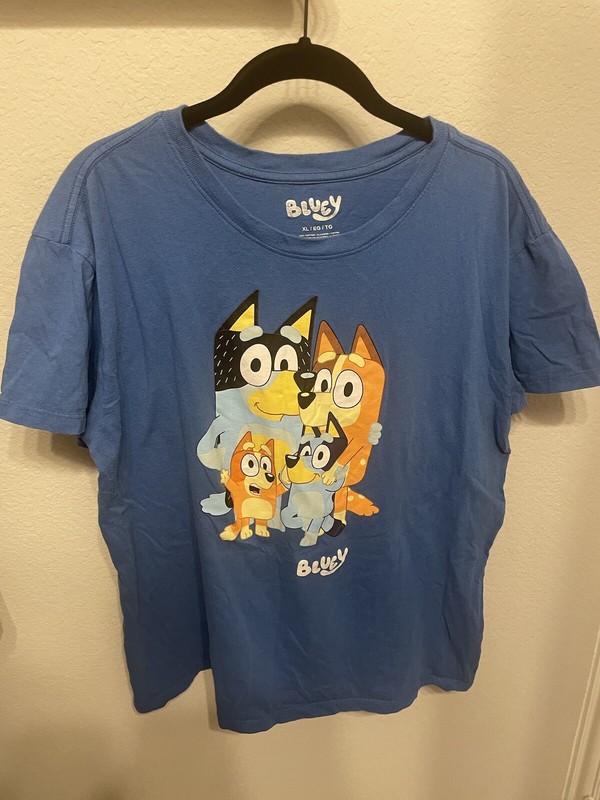 Bluey Adults Blue Short Sleeve Shirt, Size XL