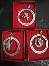 LOT RAWCLIFFE PEWTER 3-D Christmas Ornament EUC In Box Vintage RARE HTF