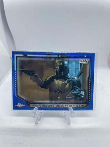 2021 Topps Chrome Star Wars Chrome Legacy Mando Grogu #147 Blue Refractor /99 | eBay