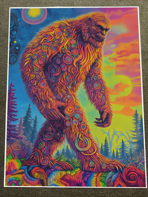 Psychedelic Bigfoot in Cosmic Forest Poster 18x24in | eBay
