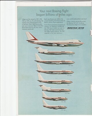 Original 1969 Boeing Jets Magazine Ad ''Your Next Boeing Flight''
