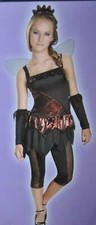 Gothic Fairy Halloween Costume 7/9 Red Black Dress 6 Pc Juniors Teen Girls