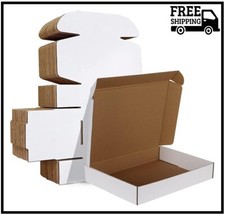 HORLIMER 12x9x2 inches Shipping Boxes Set of 25, White Corrugated Cardboard Box