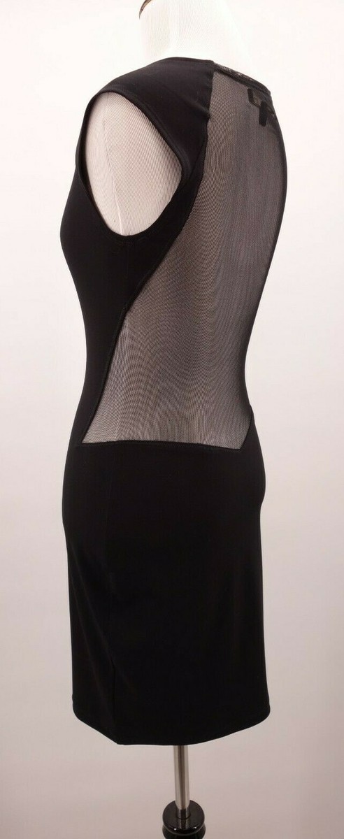 netted black dress Cressida Black Mesh Deep V Neck Bandage Dress