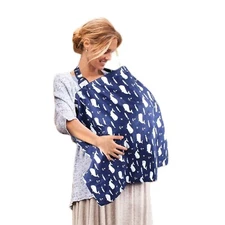 Nautical Navy Blue Whale Nursing Cover