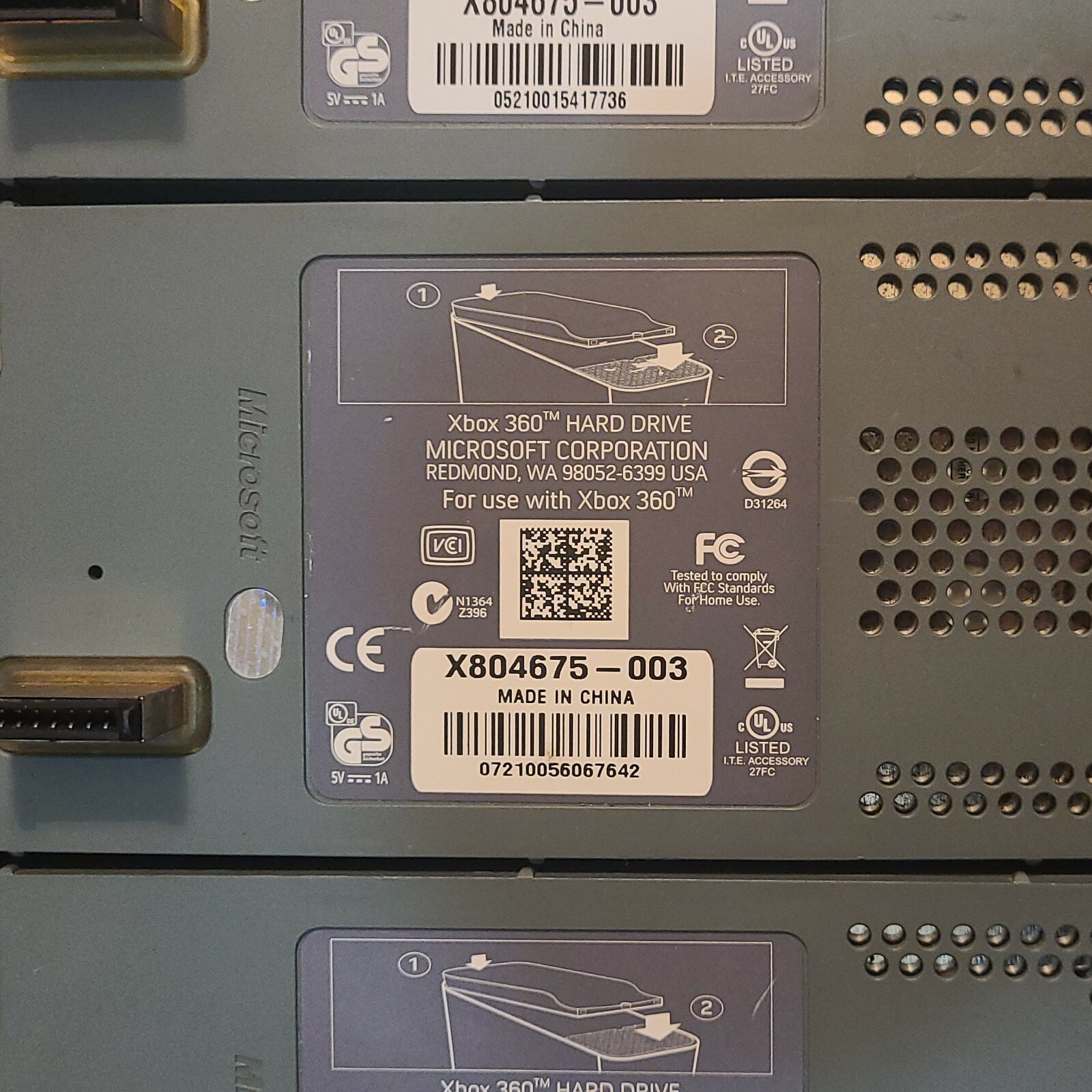 Lot of 3 Microsoft Xbox 360 20GB HDD External Hard Drives Gray X804675