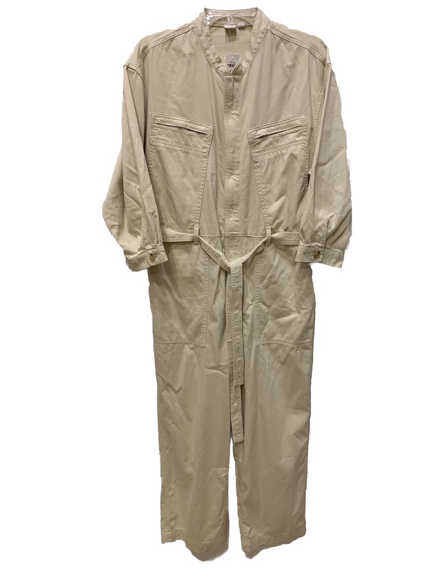 Gap Jumpsuit Women 12P Beige Khaki Overalls Coveralls Utility Cotton  Workwear