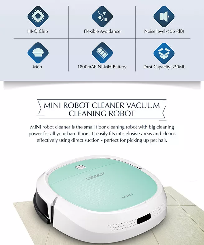 ECOVACS Deebot MINI Robotic Floor Automated Vacuum Cleaner DK560 (Mint Green)