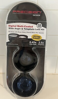New Sealed Precision Design Wide Angle .45x & Telephoto 2.5x 58mm lens kit
