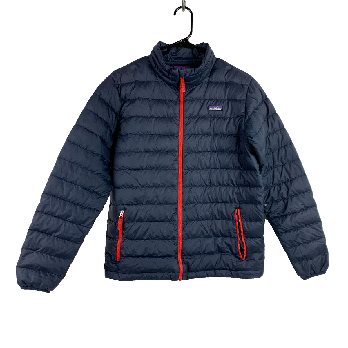 Patagonia Blue Red Down Sweater Full Zip Jacket Boys Kids