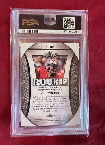 2022 C.J. Stroud Texans Ohio State Leaf PSA Gem MT 10 Special Release RC Flag - Picture 2 of 6