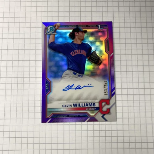 2021 Gavin Williams - Bowman Chrome - First  - Purple - 153/250 -Auto - #CDA-GW