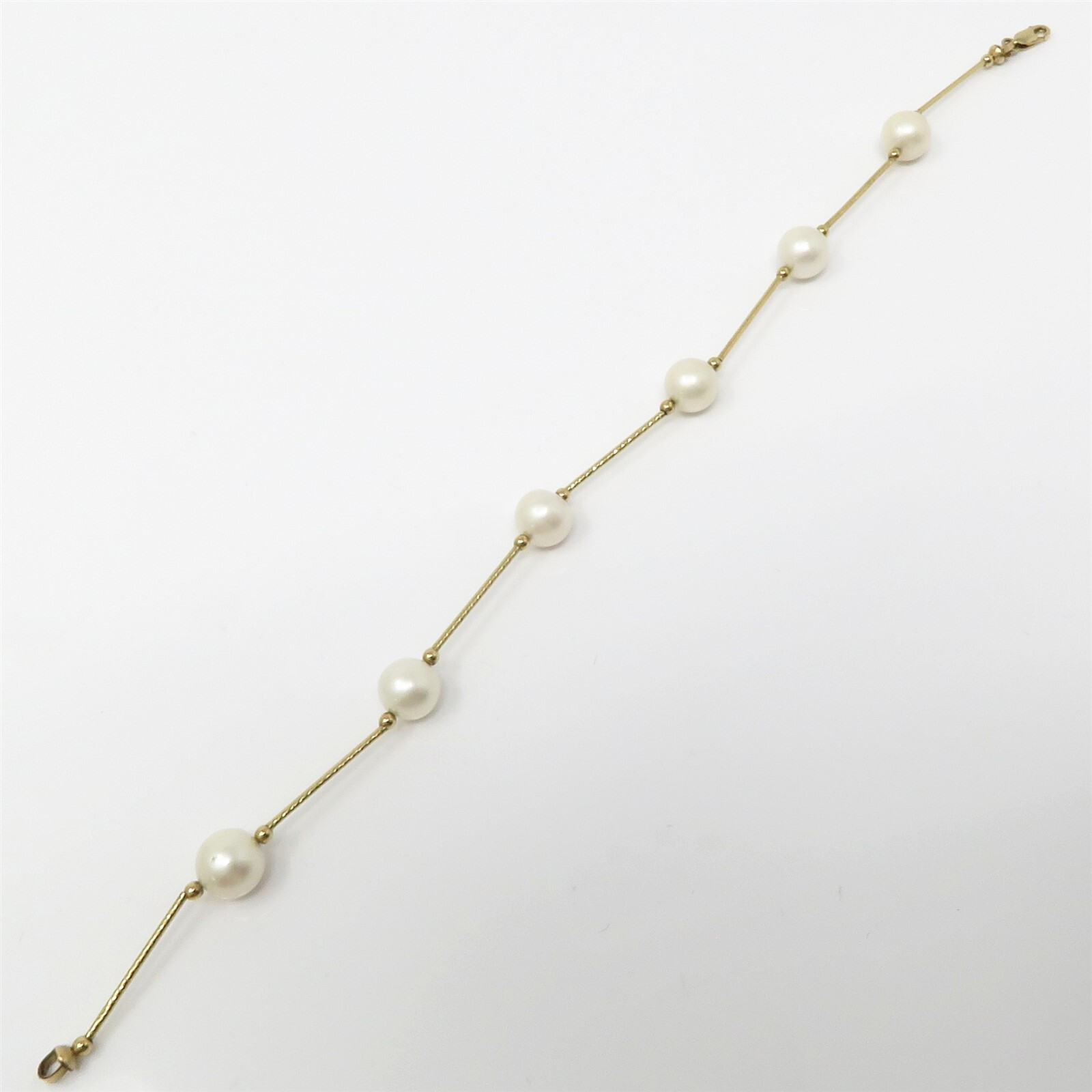 NYJEWEL 14k Yellow Gold Pearl Link Bracelet 7.75" - image 3