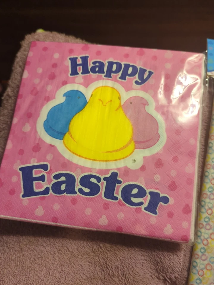 Servilletas Rosa Peeps Feliz Pascua y Mantel (54" x 108") Nuevas Foto 2 de 4