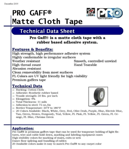 Pro Tapes Pro Gaffer Tape White 1" x 55 yds. - Picture 3 of 3