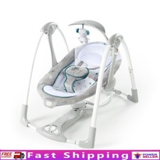 2-in-1 Portable Baby Swing  Seat Vibrating Toy Bar 5 Swing Settings 12 Melodies