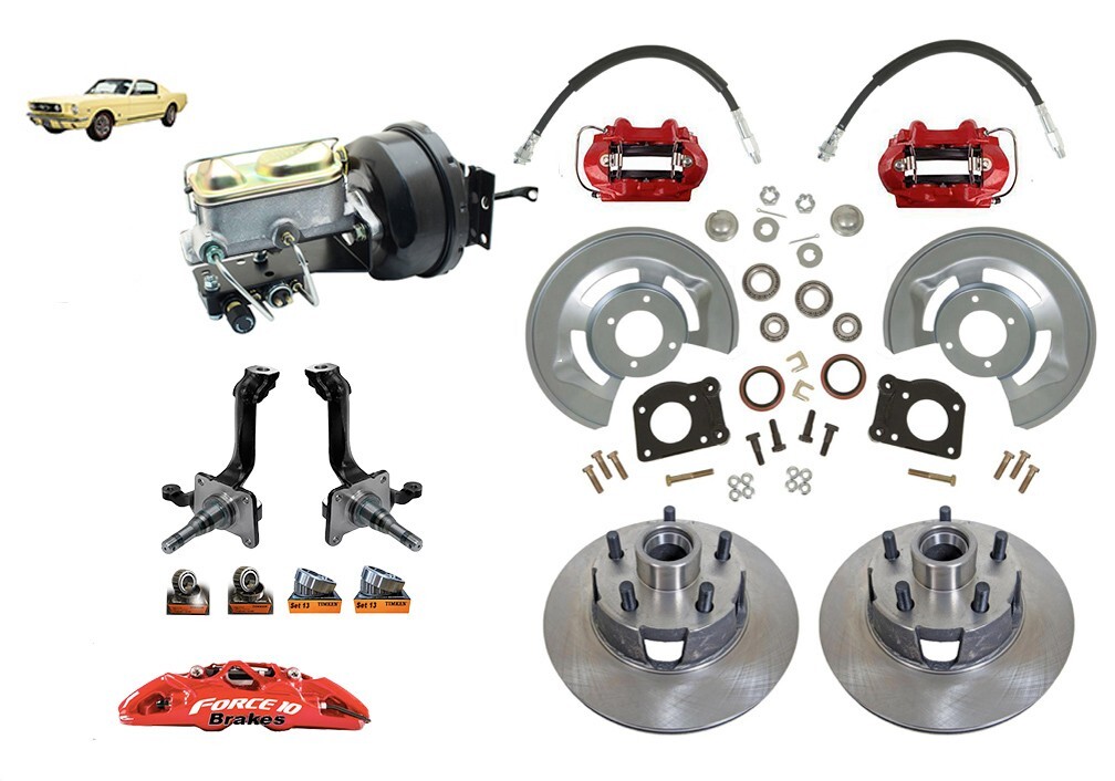 1964-66 Mustang Front Power Disc Brake Kit - Big Bearing Spindles