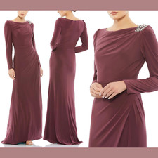 NWT IEENA Mac Duggal [ 12 ] 55695 Boat Long Sleeve Jersey Trumpet Gown G1474