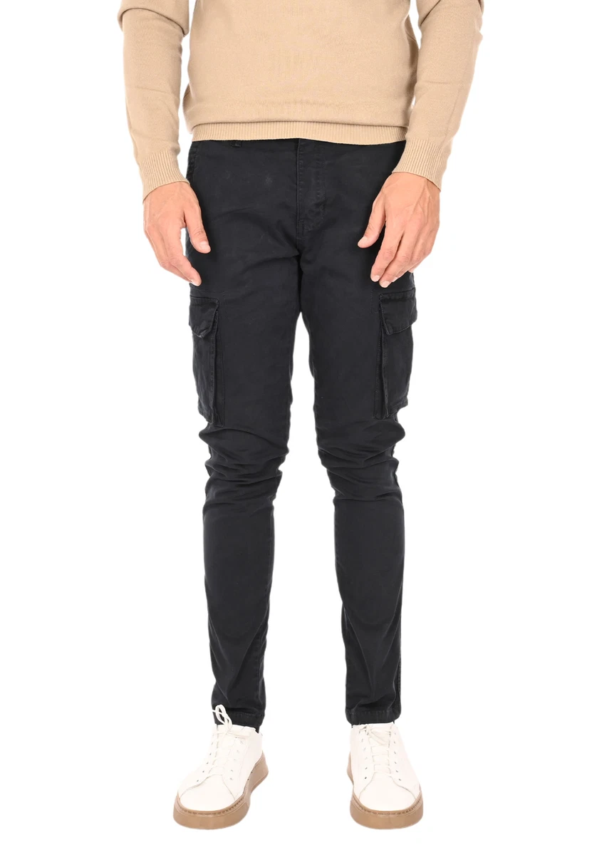 Pantaloni Uomo Cargo con Tasche Laterali Multitasche Militari Tasconi