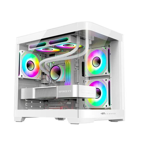270 Degree Transparent Curved Surface PC Case Desktop Computer Tower