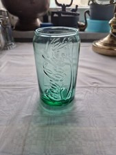 Coca-Cola Glas in der Form von einer Dose bl&auml;ulich/ gr&uuml;nlich