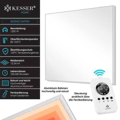 kesser infrarotheizung mit thermostat infrarot wandheizung elektroheizung ip44