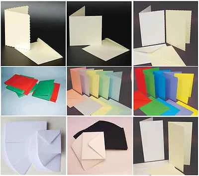 Choice of Blank Cards & Envelopes White Ivory Scallop Pastel & Bright Colours