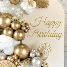 Happy Birthday Sign for Backdrop Gold Happy Birthday Party Decal for Women Men