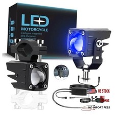 Motorcycle LED Auxiliary Lights, 24W 6-Modes Hi/Lo Beam DRL Fog Spotlights Blue