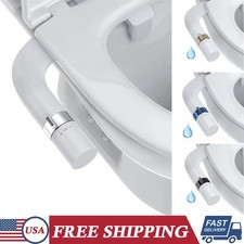 Self-Cleaning Toilet Bidet Attachment Non-Electric w/ Dual Nozzles Rotary Dial