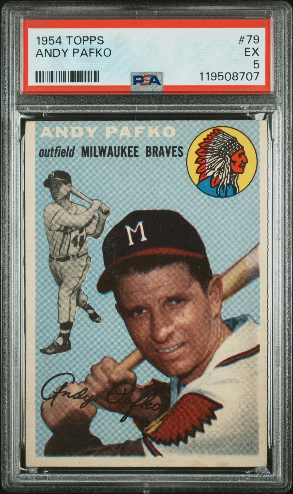 1954 TOPPS #79 ANDY PAFKO PSA 5