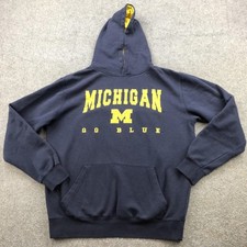 Michigan Wolverines Hoodie Mens Medium Blue NCAA Football Colosseum Sweatshirt
