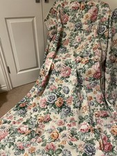 Vintage floral Pencil Pleat curtains cottagecore retro  60"w 70"d chintz