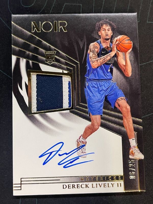 2023-24 Panini Noir Dereck Lively II RC Rookie Patch Auto Color Prime /25 #356