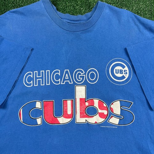 Hanes, Vintage Hanes MLB Chicago Cubs Single Stitch Spellout T-Shirt Men's 2XL Blue 90s