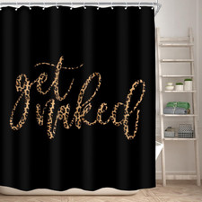 Get Naked Shower Curtain Leopard Print Cheetah Black Bathroom Curtain Set 60Wx