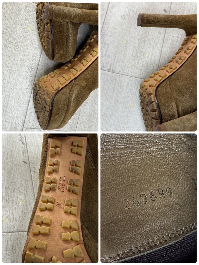 GUCCI Short Boots Shoes EU 37 US 7 Suede Brown Authentic thumbnail 8