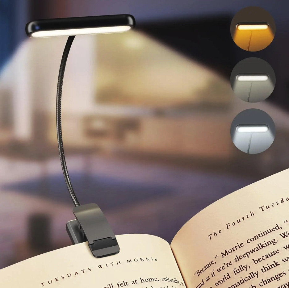 14LED USB Rechargeable Book Light Clip-On Reading Lamp Warm Cool Daylight - NEW