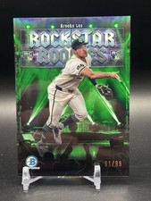 Brooks Lee 2025 Bowman Rockstar Rookies #RR-9 Green Refractor /99 (RC)