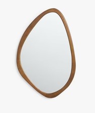 John Lewis Mid Century Decorative Oval Wood Wall Mirror 71x47cm Walnut (Defect)