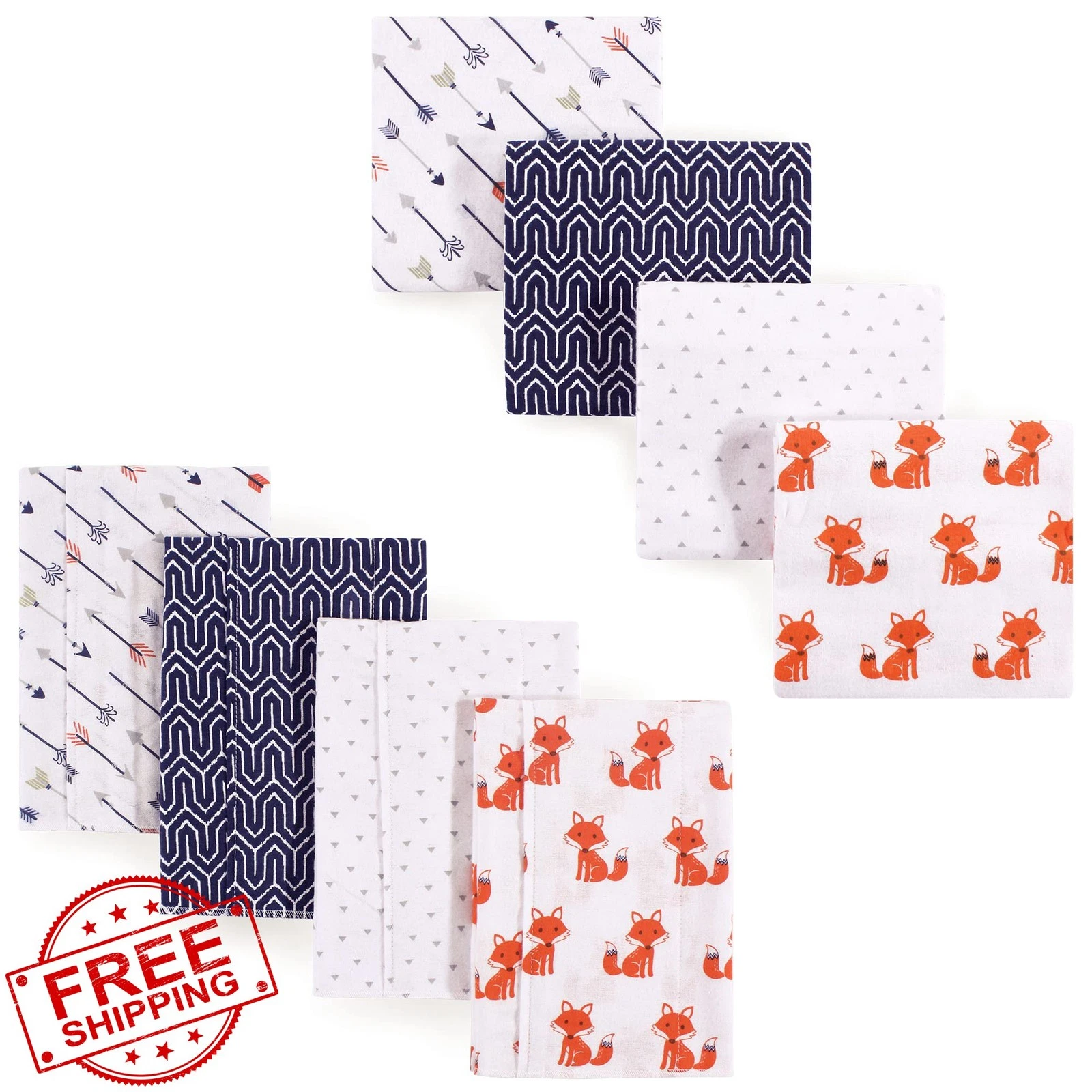 Hudson Baby Burp Cloths Blankets Foxes One Size