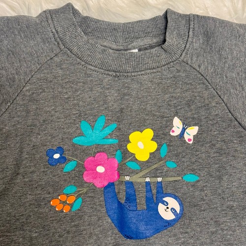 Hanna Andersson Sloth Shortsleeve Sweatshirt Girls Sz 5 Floral Spring Summer - Picture 2 of 8