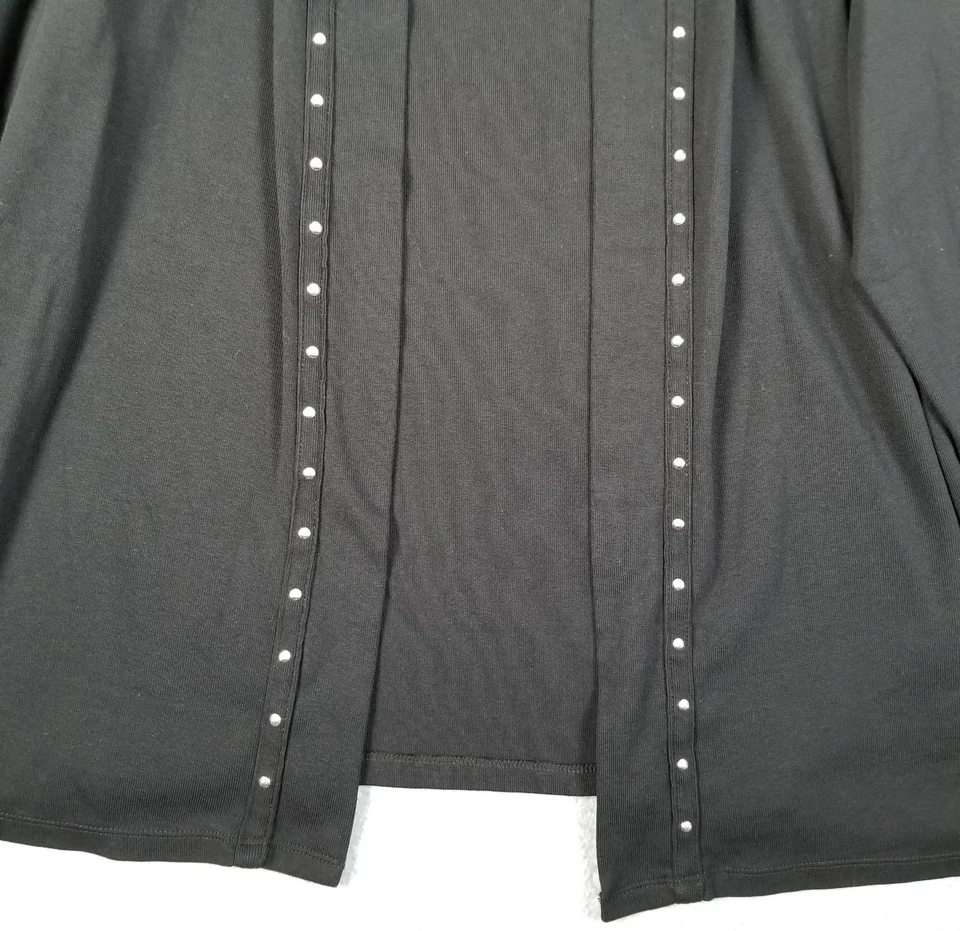 Cárdigan Suéter Rafaella Mujer Extra Grande XL Negro Manga 3/4 Frente Abierto Elástico Foto 3 de 4