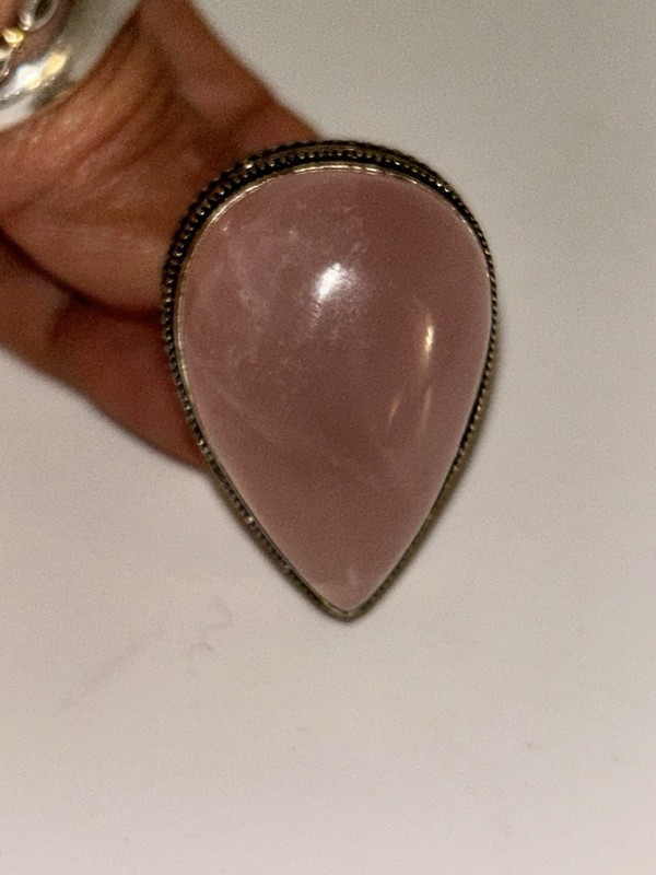 ROSE QUARTZ RING 925 STERLING SILVER