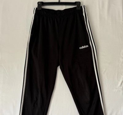 Adidas Essentials 3 Stripe Track Pants Mens Size Medium M Black White Joggers