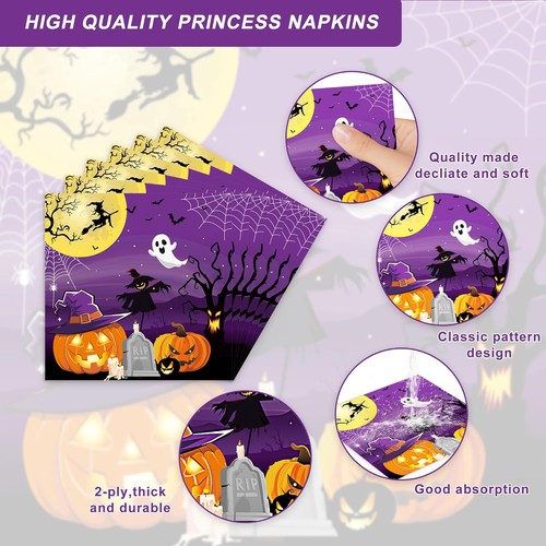 123pcs Halloween Pumpkin Party Supplies Kids Ghost Witch Tableware Set - Picture 3 of 5